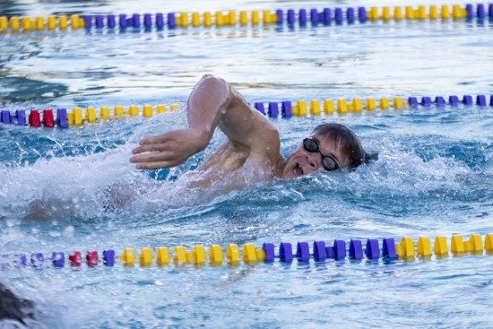 Lemoore High's Hunter Cole won a pair of events for the Tigers in Thursday's swimming meet against Golden West High School